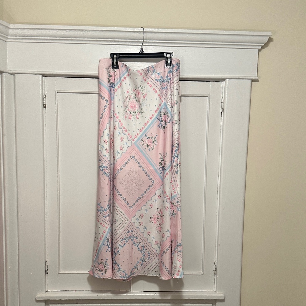 Altar’d State Floral Pink Maxi Skirt